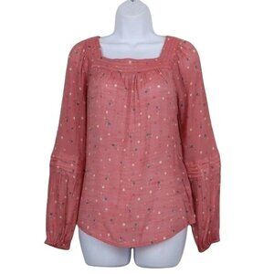 Lauren Conrad Women's Blouse Salmon pink floral Rayon blend Size XS